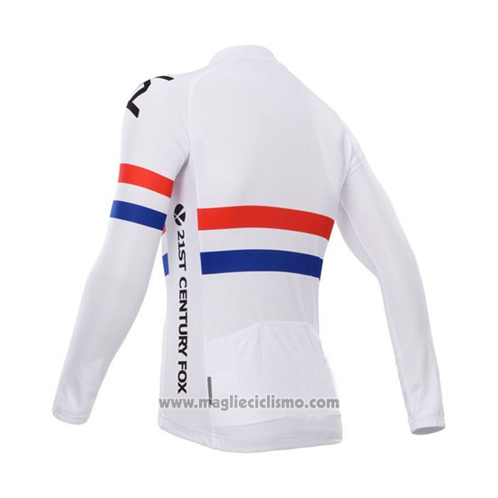 2014 Abbigliamento Ciclismo Sky Campione Regno Unito Bianco Manica Lunga e Salopette